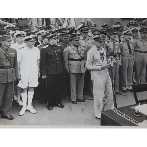 539 - WWII: A Quantity of B&W Photographs showing the signing of the surrender by the Japanese aboard the ... 