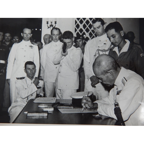 539 - WWII: A Quantity of B&W Photographs showing the signing of the surrender by the Japanese aboard the ... 