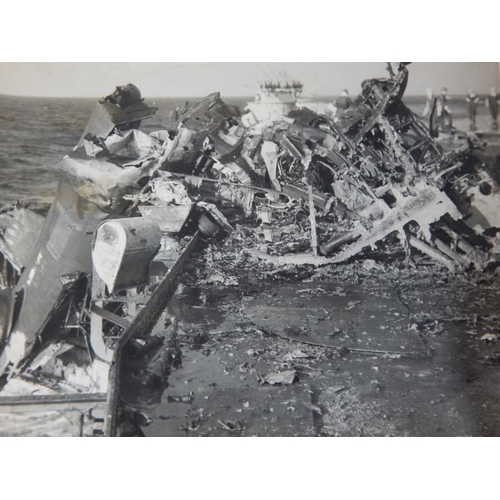 540 - WWII: A Collection of B&W Photographs showing Japanese Kamikaze Attack on HMS Formidable, A Corsair ... 