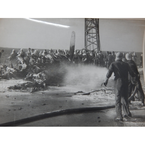 540 - WWII: A Collection of B&W Photographs showing Japanese Kamikaze Attack on HMS Formidable, A Corsair ... 