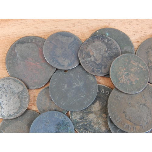 1 - A vintage wooden box containing a substantial collection of early copper coinage to include: Victori... 