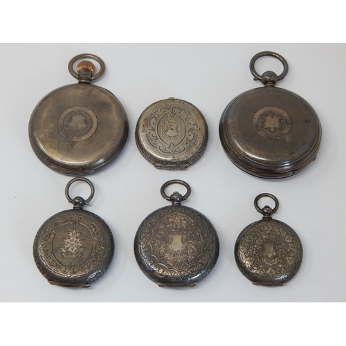 7 - A selection of 6 x vintage Silver pocket watches (AF)