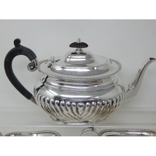 96 - Victorian silver three piece tea service, Sheffield 1899, Gross Weight 788g (25.33oz)