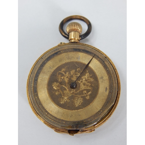 88 - 18ct Gold Fob Watch A/F: Gross weight 31.04g together with a period wooden watch stand