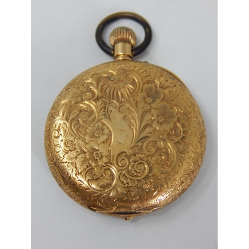 88 - 18ct Gold Fob Watch A/F: Gross weight 31.04g together with a period wooden watch stand