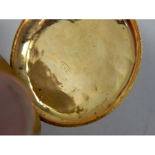 88 - 18ct Gold Fob Watch A/F: Gross weight 31.04g together with a period wooden watch stand