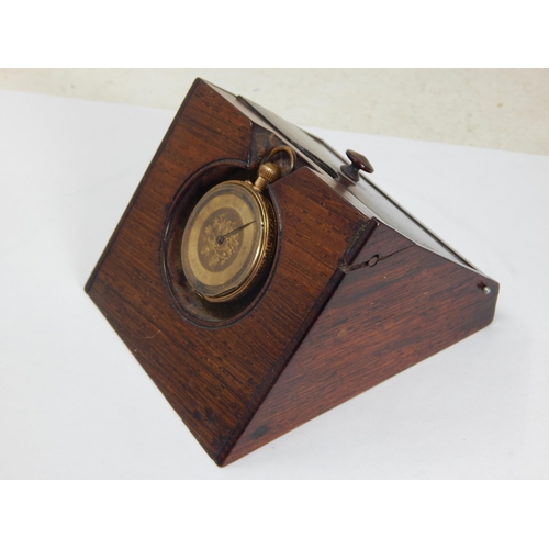 88 - 18ct Gold Fob Watch A/F: Gross weight 31.04g together with a period wooden watch stand