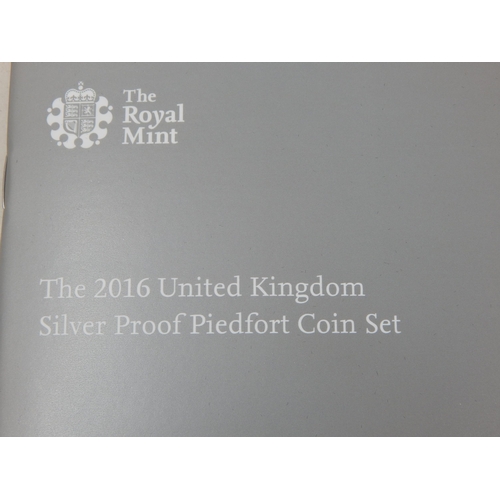 43 - The 2016 UK Silver Proof PIEDFORT Coin Set, brilliant, about as struck