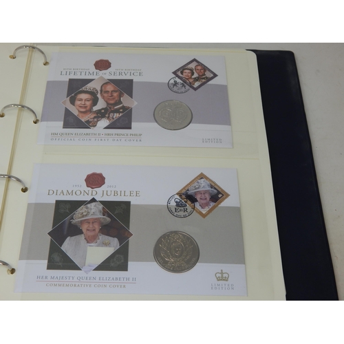 59 - A collection of 47 x Coin Covers mainly £5 coins and a few stamp covers housed in 3 x Collector's al... 