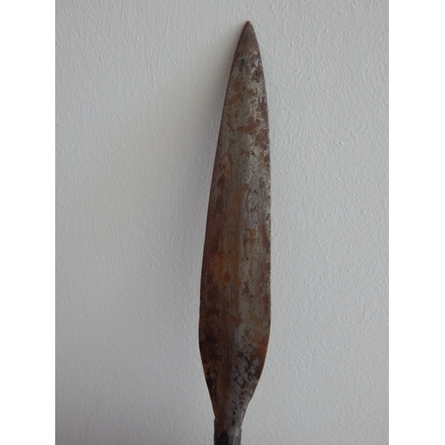 487 - Swaziland Tribal Spear & Shield: Approx 148cm high