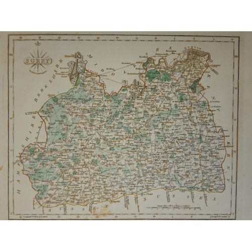 491 - An C18th Map of Surry (Surrey) by John Carey 1787 (Unframed) Measuring 32.5cm x 24cm