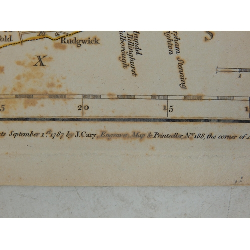 491 - An C18th Map of Surry (Surrey) by John Carey 1787 (Unframed) Measuring 32.5cm x 24cm