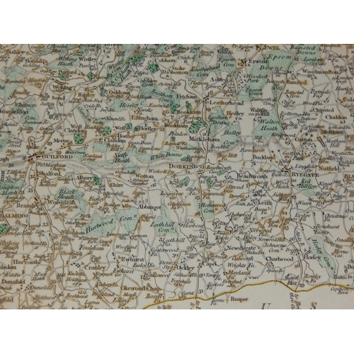 491 - An C18th Map of Surry (Surrey) by John Carey 1787 (Unframed) Measuring 32.5cm x 24cm