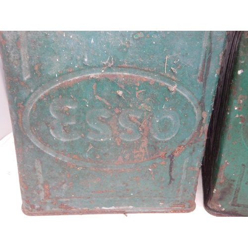 492 - Two Vintage Esso Petrol Cans with Brass Caps.