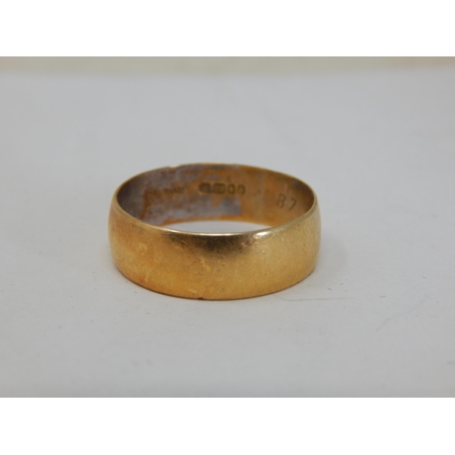 22ct Yellow Gold Wedding Band: Size P: Weight 4.26g