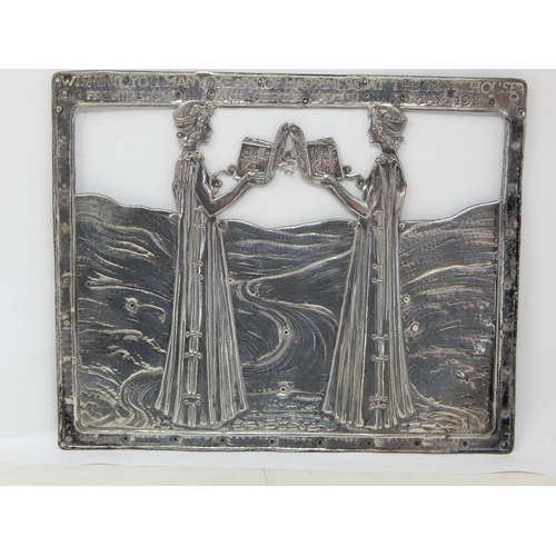 105 - OMAR RAMSDEN (1873-1939) & ALWYN CARR (1872-1940) An Arts & Crafts Silver Plaque engraved 