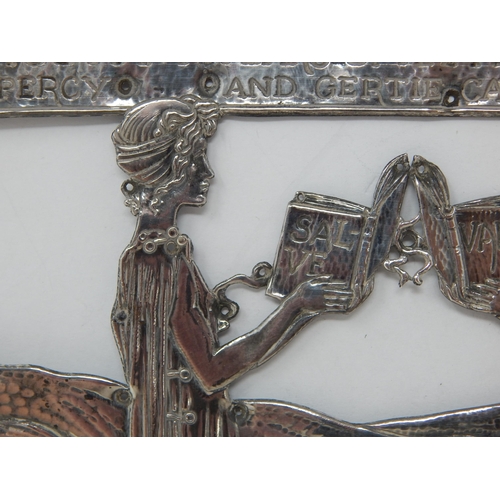 105 - OMAR RAMSDEN (1873-1939) & ALWYN CARR (1872-1940) An Arts & Crafts Silver Plaque engraved 