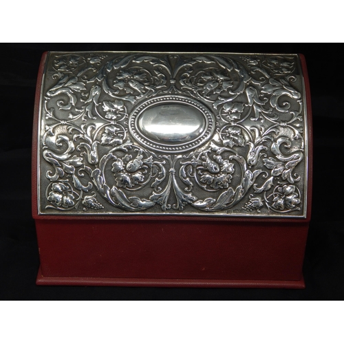 108 - A Silver Fronted Desk Tidy: Hallmarked Birmingham 1996: Measures 22.5cm wide x 17cm high