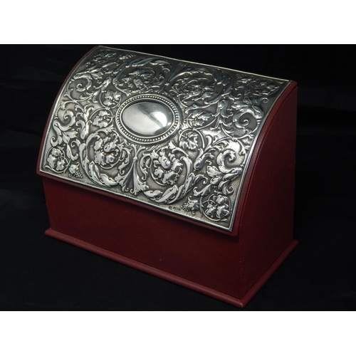 108 - A Silver Fronted Desk Tidy: Hallmarked Birmingham 1996: Measures 22.5cm wide x 17cm high