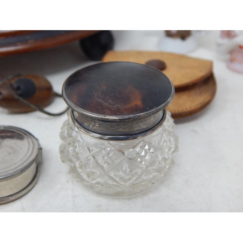 554 - A Silver & Tortoiseshell Lidded Rouge Pot Hallmarked Birmingham 1924 by Levi & Salaman together with... 