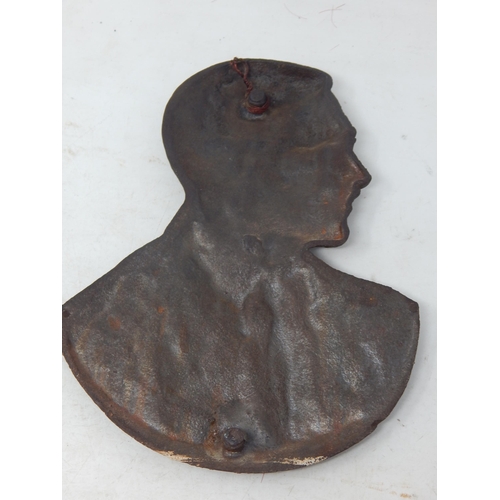 604 - A WWII German Military Interest Cast Metal Adolf Hitler Wall Plaque: Height 23cm