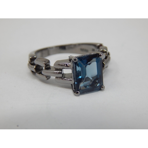 279 - A Fully Certified Limited Edition 1/208 New Sterling Silver London Blue Topaz Black Rhodium Ring: Si... 