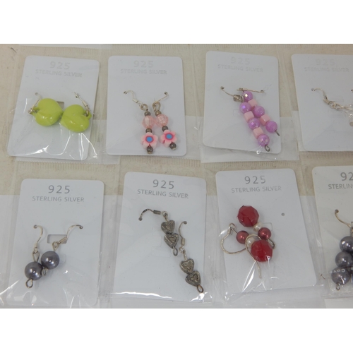 277 - A Parcel of 20 New Pairs of Sterling Silver Earrings: Various Designs