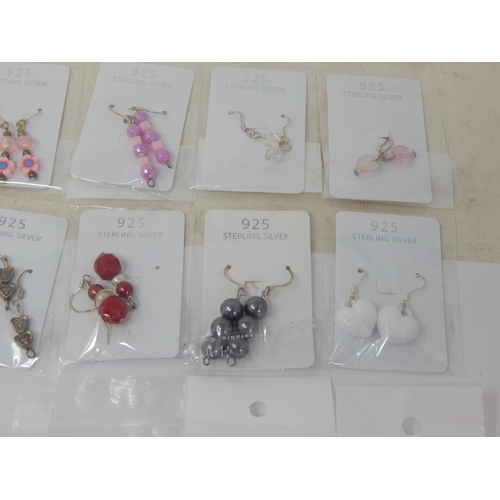 277 - A Parcel of 20 New Pairs of Sterling Silver Earrings: Various Designs