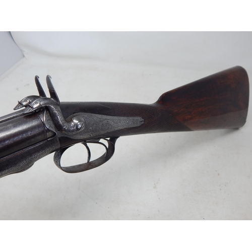 607 - JOHN BLANCH & SON, LONDON No. 4010,  C.1870 Pinfire 16 Gauge Double Barrel Shotgun: Signed on the lo... 