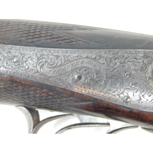 607 - JOHN BLANCH & SON, LONDON No. 4010,  C.1870 Pinfire 16 Gauge Double Barrel Shotgun: Signed on the lo... 