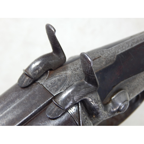 607 - JOHN BLANCH & SON, LONDON No. 4010,  C.1870 Pinfire 16 Gauge Double Barrel Shotgun: Signed on the lo... 