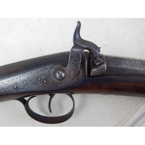 608 - SMITH, LONDON Percussion Muzzle Loading Single Barrel Shotgun c.1850: Signed on the lock plate 