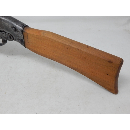 609 - 1920's/30's British Tinplate Cork Firing Double Barrel Shotgun: Overall Length 60cm