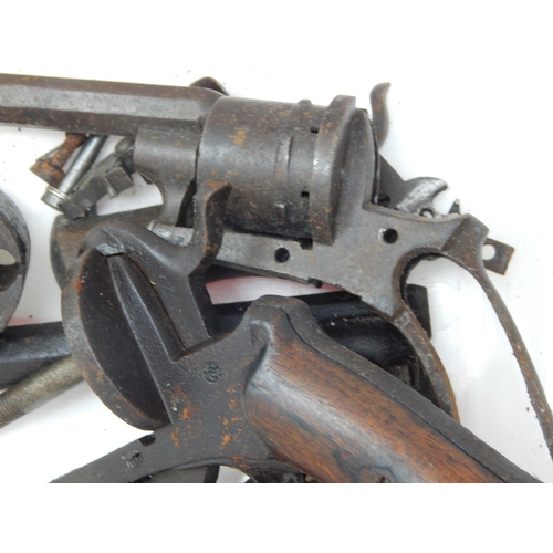 610 - Two 19th Century Pinfire Revolvers in Pieces: Unsure if Complete: Sold as an exempt item under Secti... 