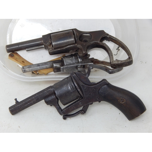 612 - 3 x 19th Century Pin Fire Revolvers in Pieces: Unsure if Complete: Sold as an exempt item under Sect... 