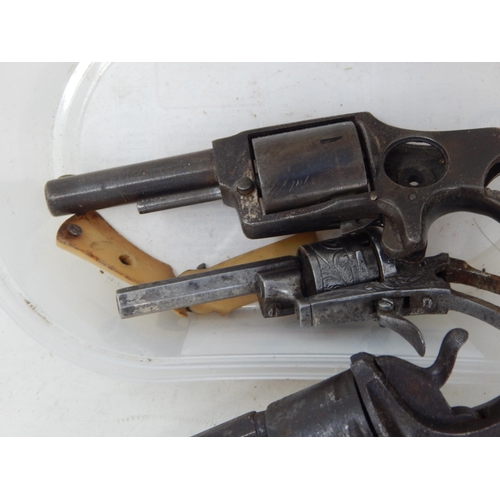 612 - 3 x 19th Century Pin Fire Revolvers in Pieces: Unsure if Complete: Sold as an exempt item under Sect... 