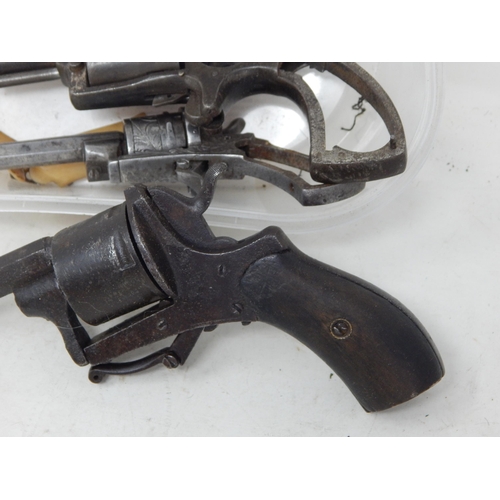 612 - 3 x 19th Century Pin Fire Revolvers in Pieces: Unsure if Complete: Sold as an exempt item under Sect... 