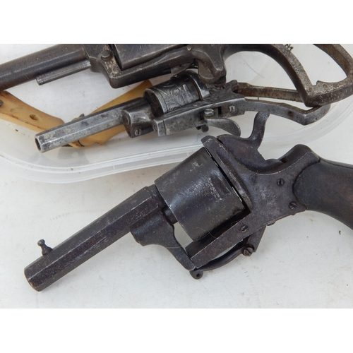 612 - 3 x 19th Century Pin Fire Revolvers in Pieces: Unsure if Complete: Sold as an exempt item under Sect... 