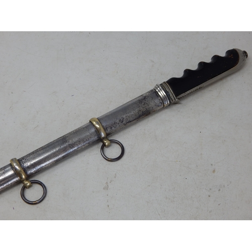 613 - 1876 Pattern Military Sword with etched curved blade & original scabbard: Overall length 102cm