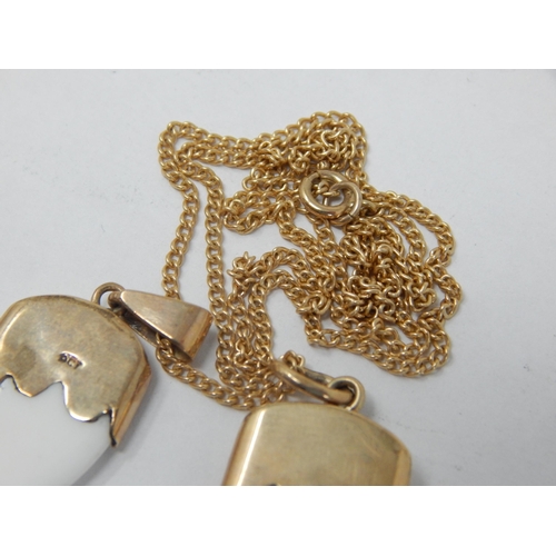 223 - 9ct Gold Mounted Pendants on 9ct Gold Chain: Gross weight 6.18g