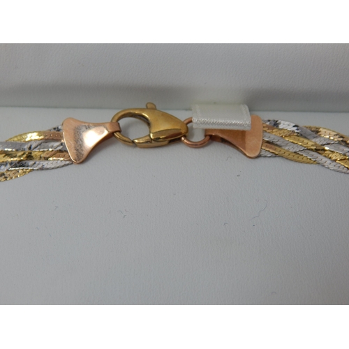 236 - 9ct Tri Colour Gold Necklace in Original Fitted Case: Length 46cm: Weight 9.92g