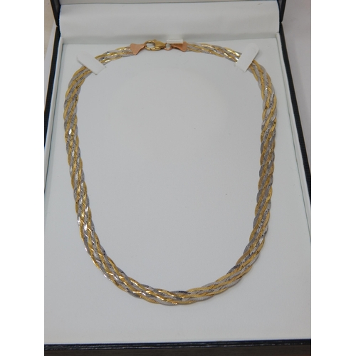 236 - 9ct Tri Colour Gold Necklace in Original Fitted Case: Length 46cm: Weight 9.92g