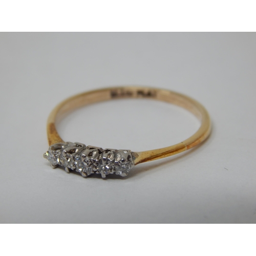 241 - Antique 18ct Yellow Gold & Platinum 5 Stone Diamond Ring: Size R in Fitted Case