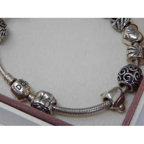 244 - Pandora Silver Charm Bracelet with 10 Charms in Original Fitted Case