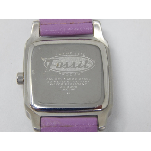 245 - Ladies Fossil Wristwatch with Date Aperture @ 6 o'clock on Original Purple Strap