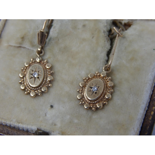 232 - A Pair of Antique 9ct Gold Diamond Set Earrings in Original Asprey, London Fitted Case