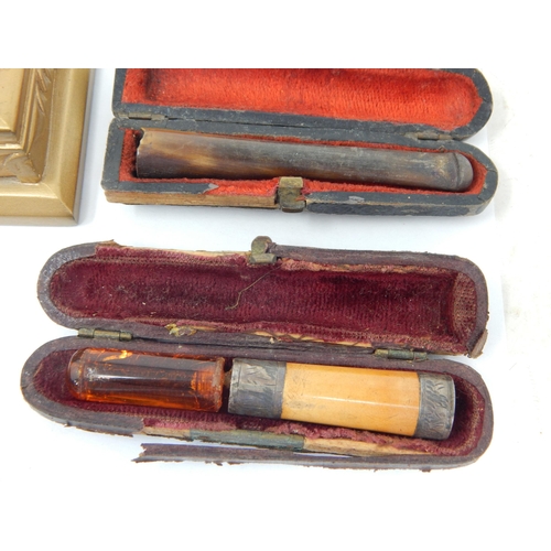 560 - Edwardian Silver Mounted Claw Pipe in Fitted Case Hallmarked Birmingham 1902 together with a further... 