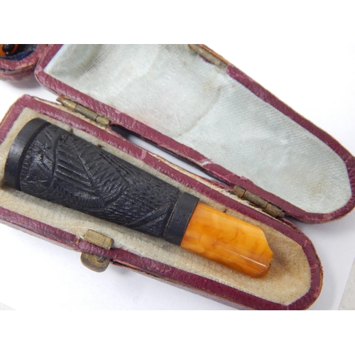 560 - Edwardian Silver Mounted Claw Pipe in Fitted Case Hallmarked Birmingham 1902 together with a further... 