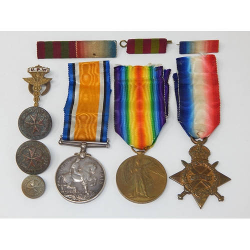 615 - WWI Medal Group Awarded & Edge Named to: 5925 CPL E.J BUTCHER R.A: together with further ribbon bars... 