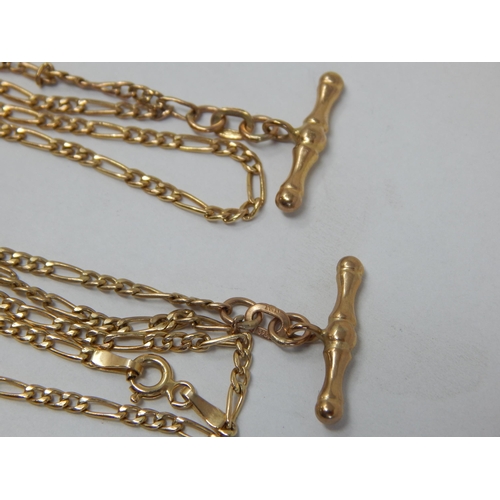 302 - 9ct Yellow Gold Necklace with T-Bar (48cm) together with a 9ct Yellow Gold Matching Bracelet (22cm):... 